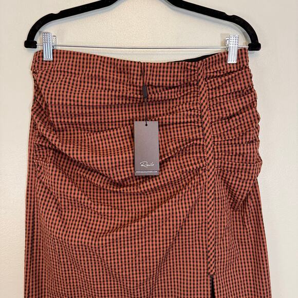 Rails Luci Russet Gingham Midi Skirt Womens Large Brown Side Slit Seersucker NWT - Picture 5 of 9